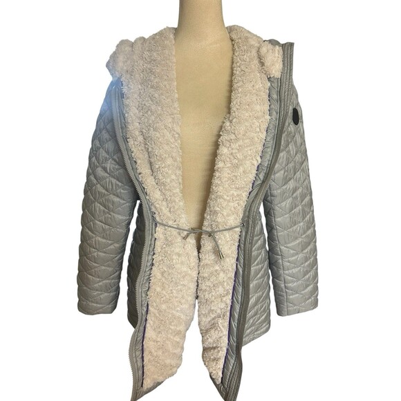 Steve Madden Glacier Shield  Insulated Womens XL Silver Hoodie Faux Fur Lined - Picture 10 of 16